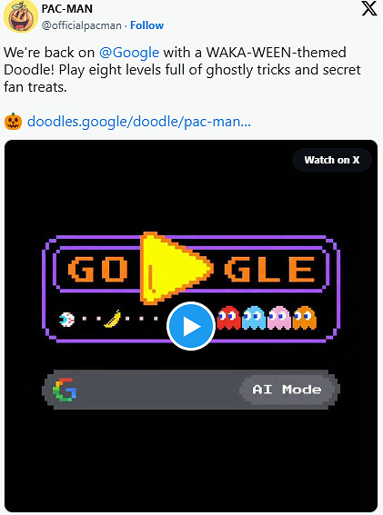 谷歌推出小精靈45周年互動塗鴉！限量版迷宮遊戲上線