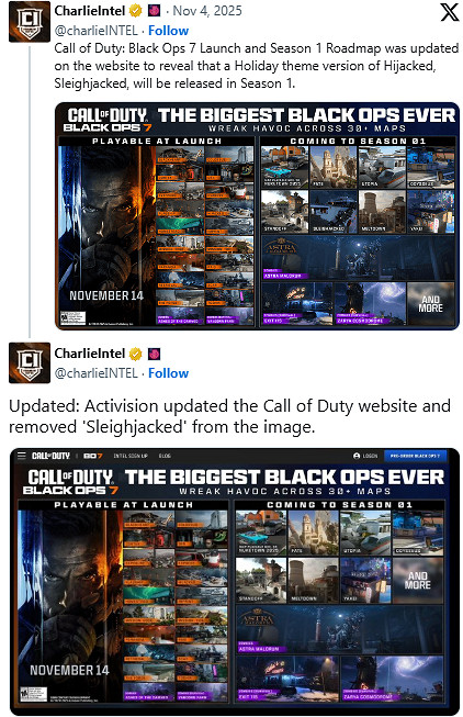 《決勝時刻:黑色行動7》官網意外泄露聖誕主題地圖 《決勝時刻:黑色行動7》官網意外泄露聖誕主題地圖