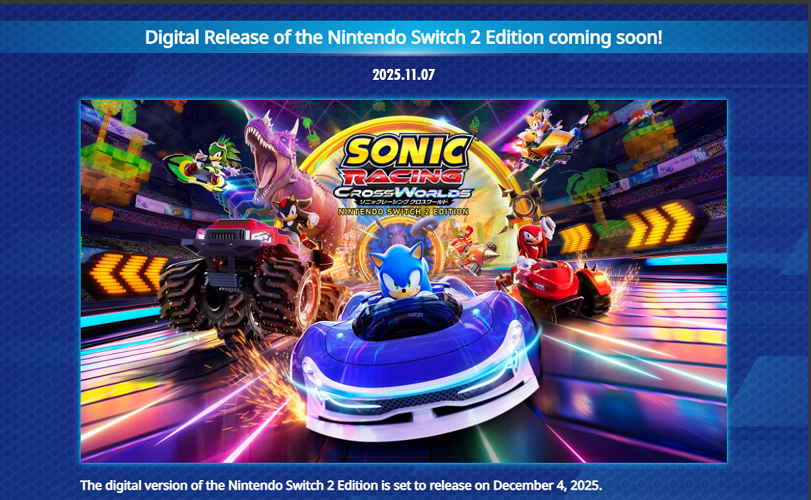 能否撼動瑪利歐賽車?《索尼克賽車》將於下月登陸Switch2 能否撼動瑪利歐賽車?《索尼克賽車》將於下月登陸Switch2