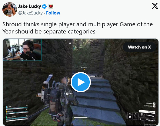 前職業選手表示《Arc Raiders》更應該斬獲年度遊戲