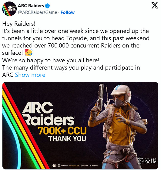早報：《ARC Raiders》全平台峰值突破70萬！《邊緣禁地4》現峰值不足2萬