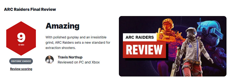 《Arc Raiders》IGN 9分：撤離射擊遊戲的新標杆！
