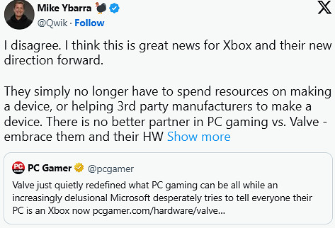 暴雪前總裁稱Valve進軍家用主機市場實為利好Xbox! 暴雪前總裁稱Valve進軍家用主機市場實為利好Xbox!