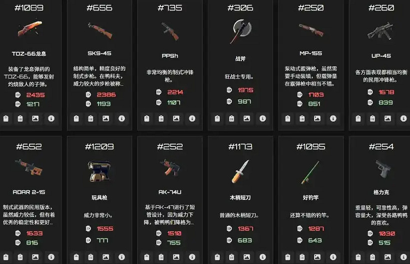 《逃離鴨科夫》物品ID大全 《逃離鴨科夫》物品ID大全