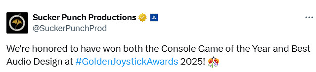 《羊蹄山之魂》榮獲金搖桿年度主機遊戲！開發商祝賀