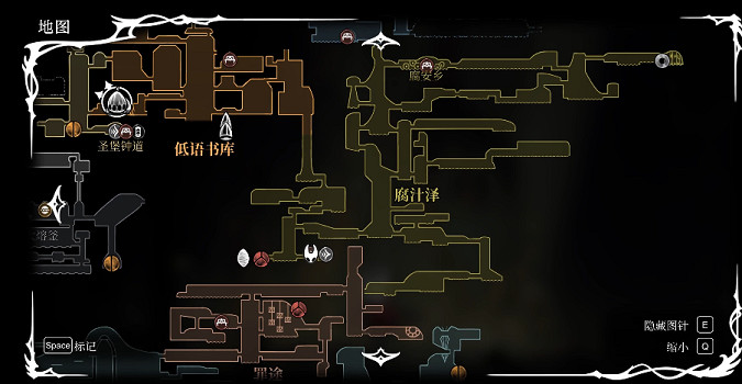 《空洞騎士：絲之歌》全地圖師位置 (第21頁：廢鳴管風琴地圖)