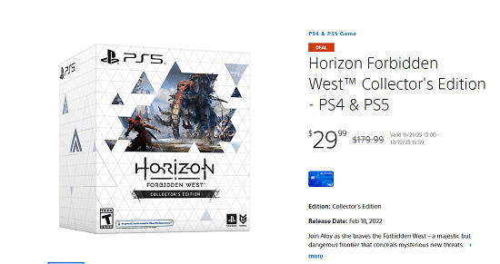 PS《地平線：西域禁地》典藏版價格暴降！30美元清倉