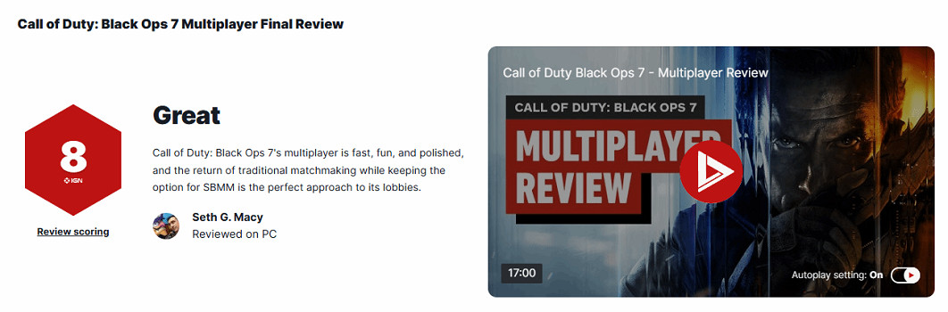 《決勝時刻：黑色行動7》多人模式IGN 8分：打磨精細