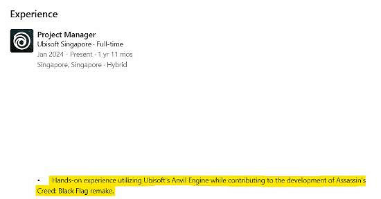 《刺客教條4RE》實錘！育碧員工領英標注坐實重製計劃