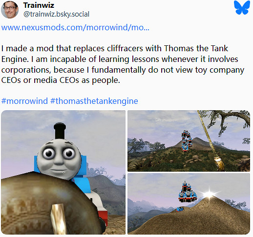 mod作者宣戰美泰!《上古卷軸3》驚現湯瑪士小火車 mod作者宣戰美泰!《上古卷軸3》驚現湯瑪士小火車