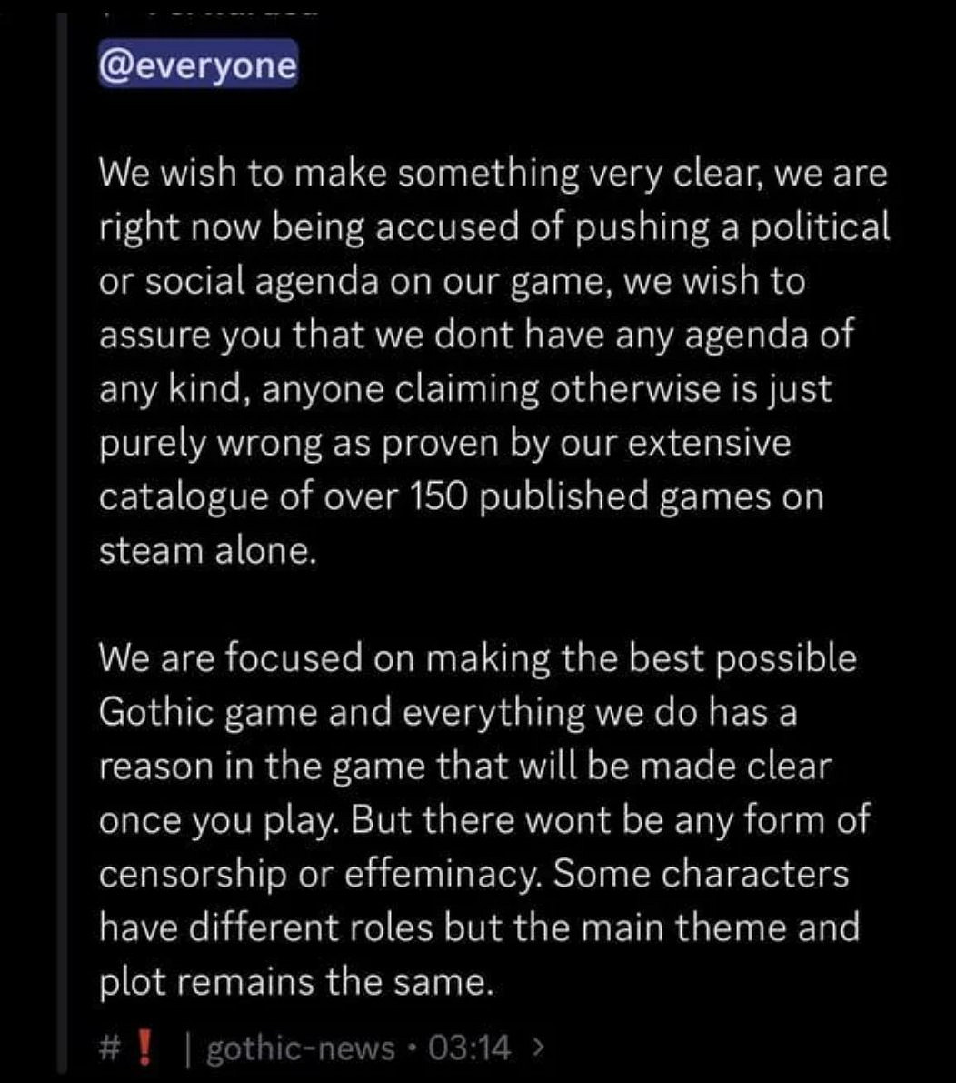 《哥特王朝:重製版》性感畫作被撤 官方回應引玩家不滿