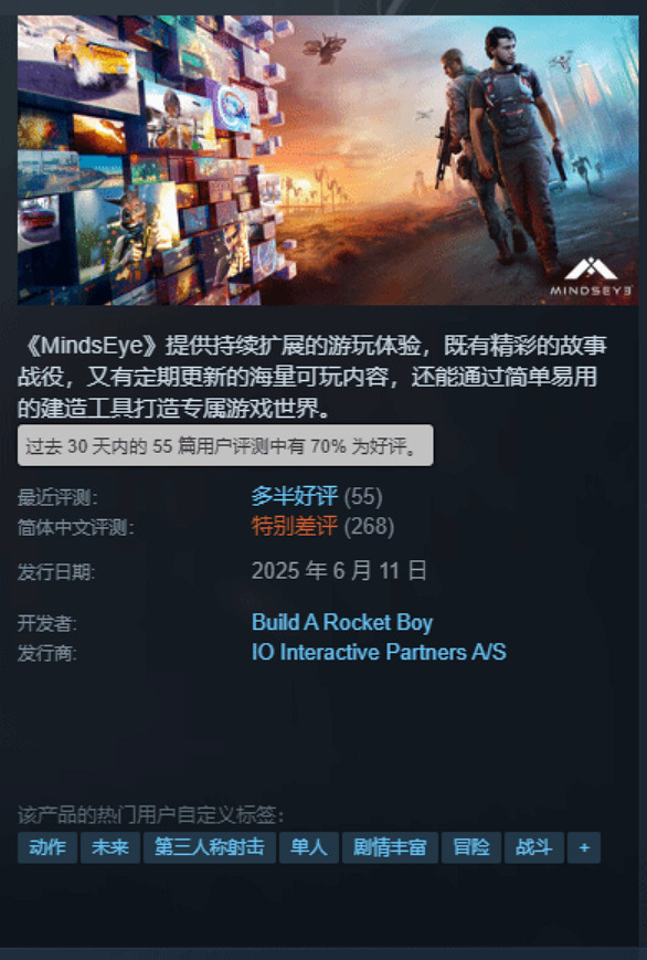 《心之眼》Steam逆襲多半好評 難道要成下一個2077？