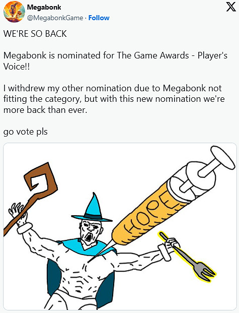 獨立爆款遊戲《Megabonk》獲得TGA"玩家之聲"提名 獨立爆款遊戲《Megabonk》獲得TGA"玩家之聲"提名