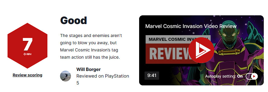 《漫威宇宙入侵》IGN 7分：雙人組隊後充滿樂趣！