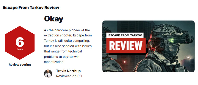 《逃離塔科夫》IGN 6分：災難級的性能、外掛泛濫！