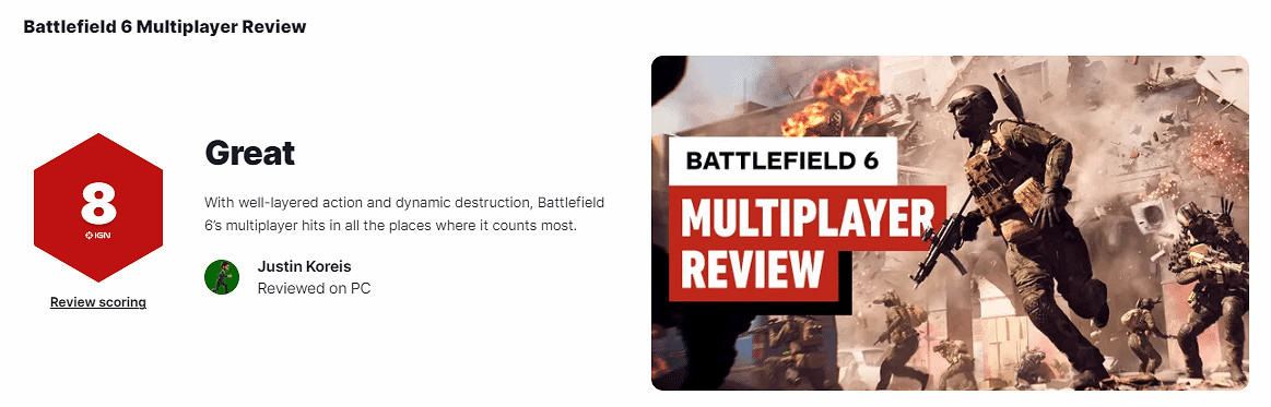 《戰地風雲6》IGN評分介紹 《戰地風雲6》IGN評分介紹