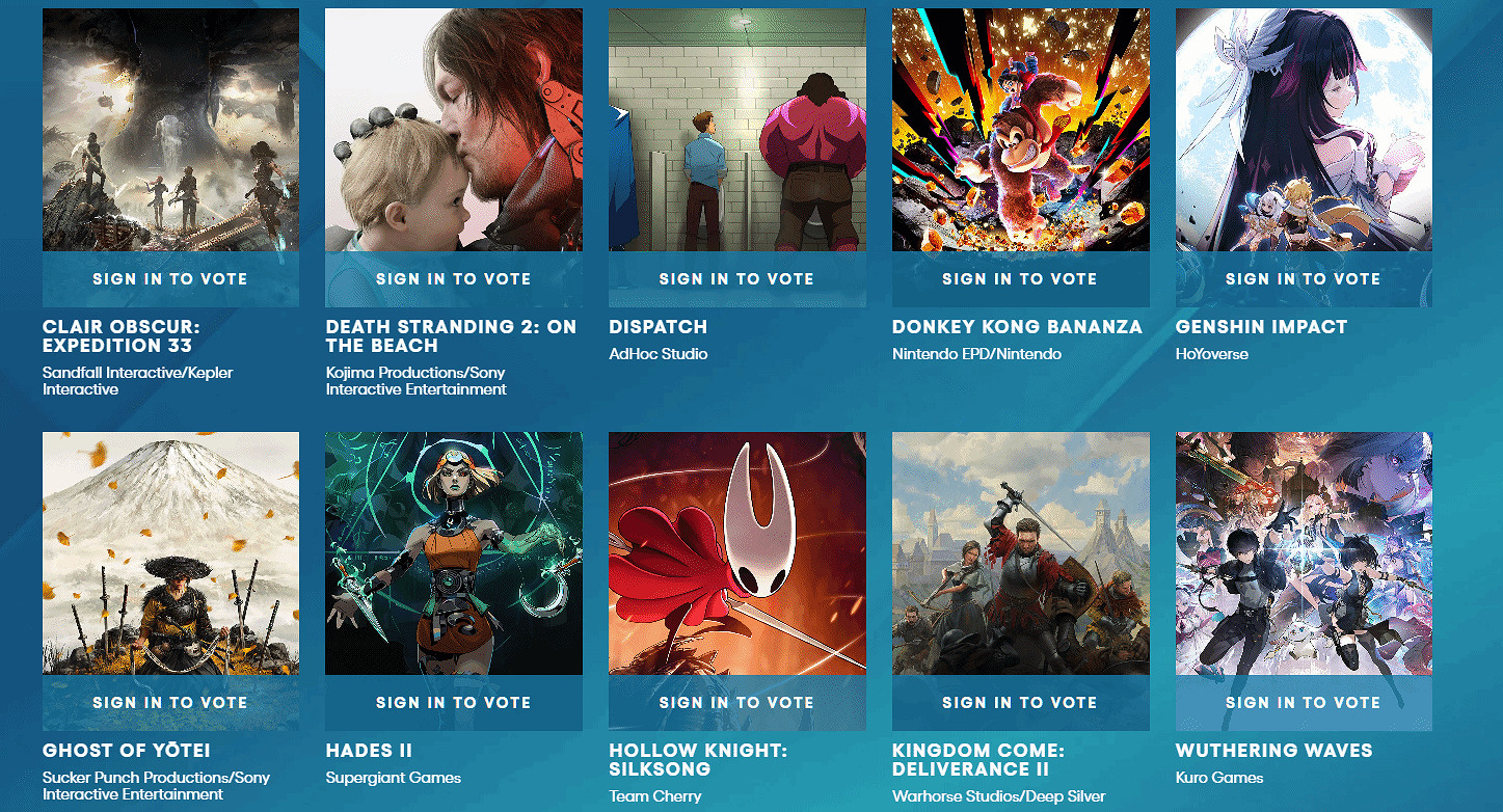 TGA玩家之聲投票進入第2輪:《原神》《鳴潮》晉級!