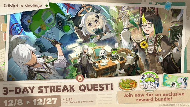 《原神》× “多鄰國 Duolingo” 合作任務活動開跑