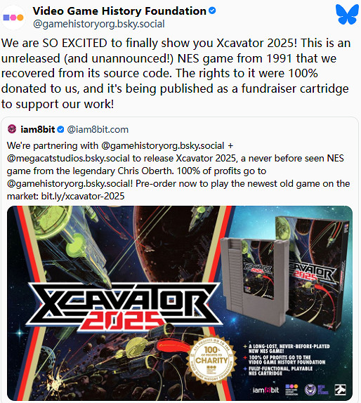 塵封34年的NES遊戲《Xcavator 2025》即將實體發行 塵封34年的NES遊戲《Xcavator 2025》即將實體發行