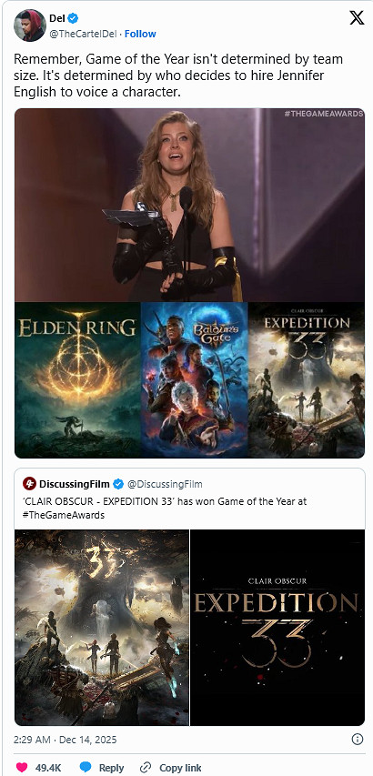 Jennifer English被封"GOTY幸運女神"參與作品全奪冠 Jennifer English被封"GOTY幸運女神"參與作品全奪冠