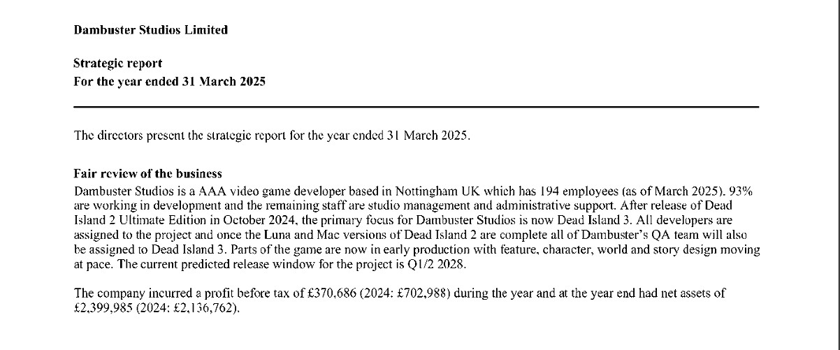 《死亡島2》工作室財報公開! 續作2028年Q1或Q2登場 《死亡島2》工作室財報公開! 續作2028年Q1或Q2登場