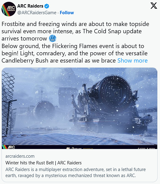 《ARC》冬季大更新:極寒風暴與篝火事件席卷戰場 《ARC》冬季大更新:極寒風暴與篝火事件席卷戰場