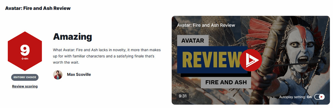 《阿凡達3：火與燼》IGN 9分：令人極其滿意的終章！