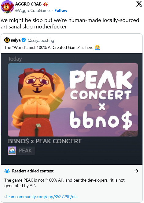 遊戲《巔峰》陷AI創作爭議!開發商堅決否認使用AI 遊戲《巔峰》陷AI創作爭議!開發商堅決否認使用AI