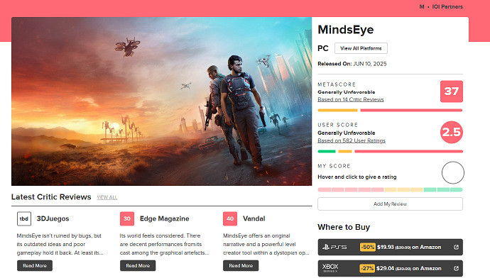 誰是2025年"最糞遊戲"？M站今年最差遊戲評分榜出爐