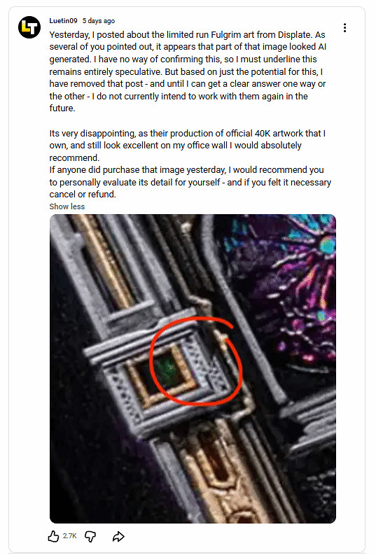 限定海報陷入AI風波！《戰鎚40K》官方發聲明堅決否認