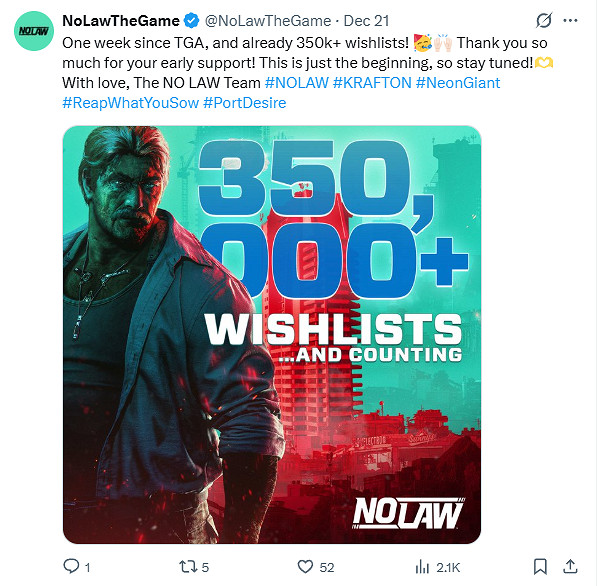 《NO LAW》Steam願望單突破30萬！3A開放世界生存大作備受期待