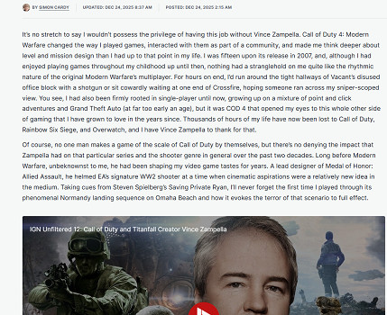 IGN編輯寫給讚佩拉的感言：我們報導傳奇也被傳奇塑造