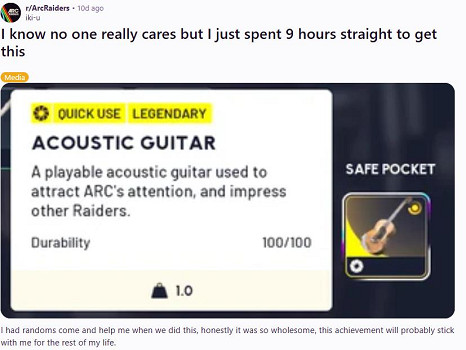 心態崩了！《Arc Raiders》玩家肝了9小時才拿到吉他