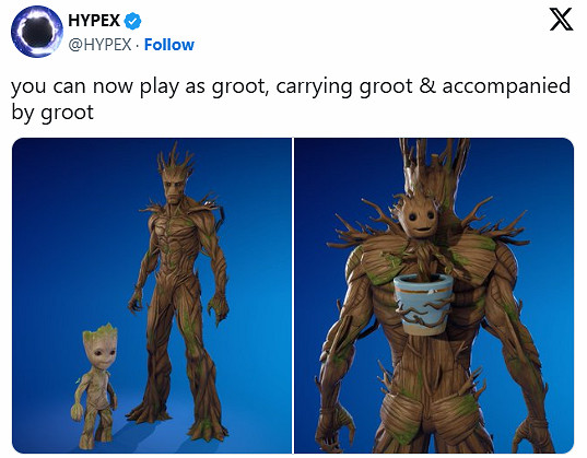 《堡壘之夜》實現"格魯特套娃"：可同時裝備三種形態