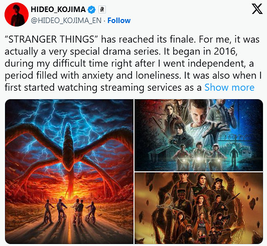 小島秀夫稱讚《怪奇物語》：稱其結局並非關於告別