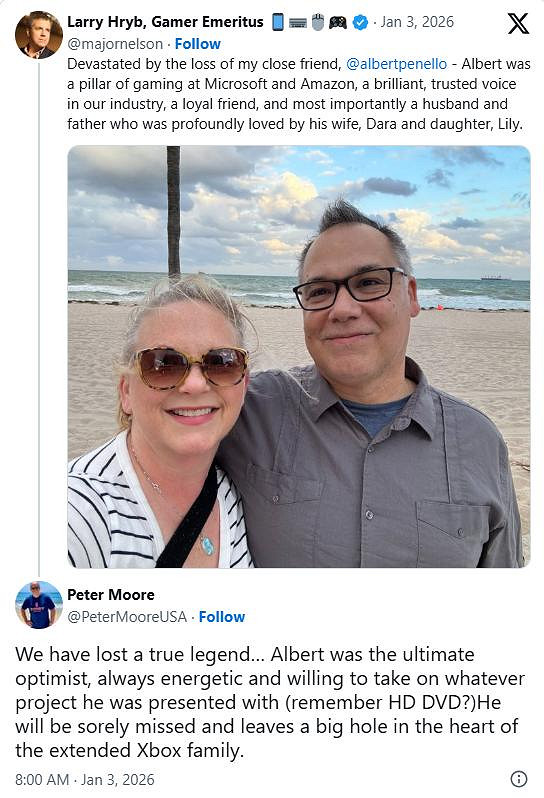 Xbox奠基人Albert Penello離世 曾參與規劃次世代主機