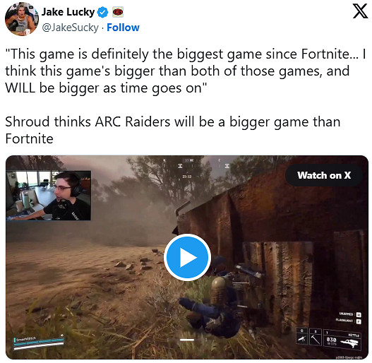 國外知名主播大膽預言《ARC》將超越《堡壘之夜》