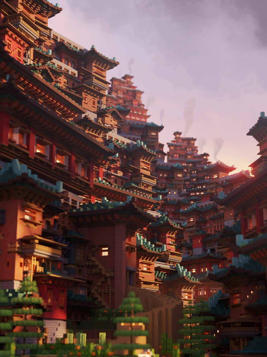 《當個創世神麥塊》建築大佬分享自製神作：中式賽博超驚豔!