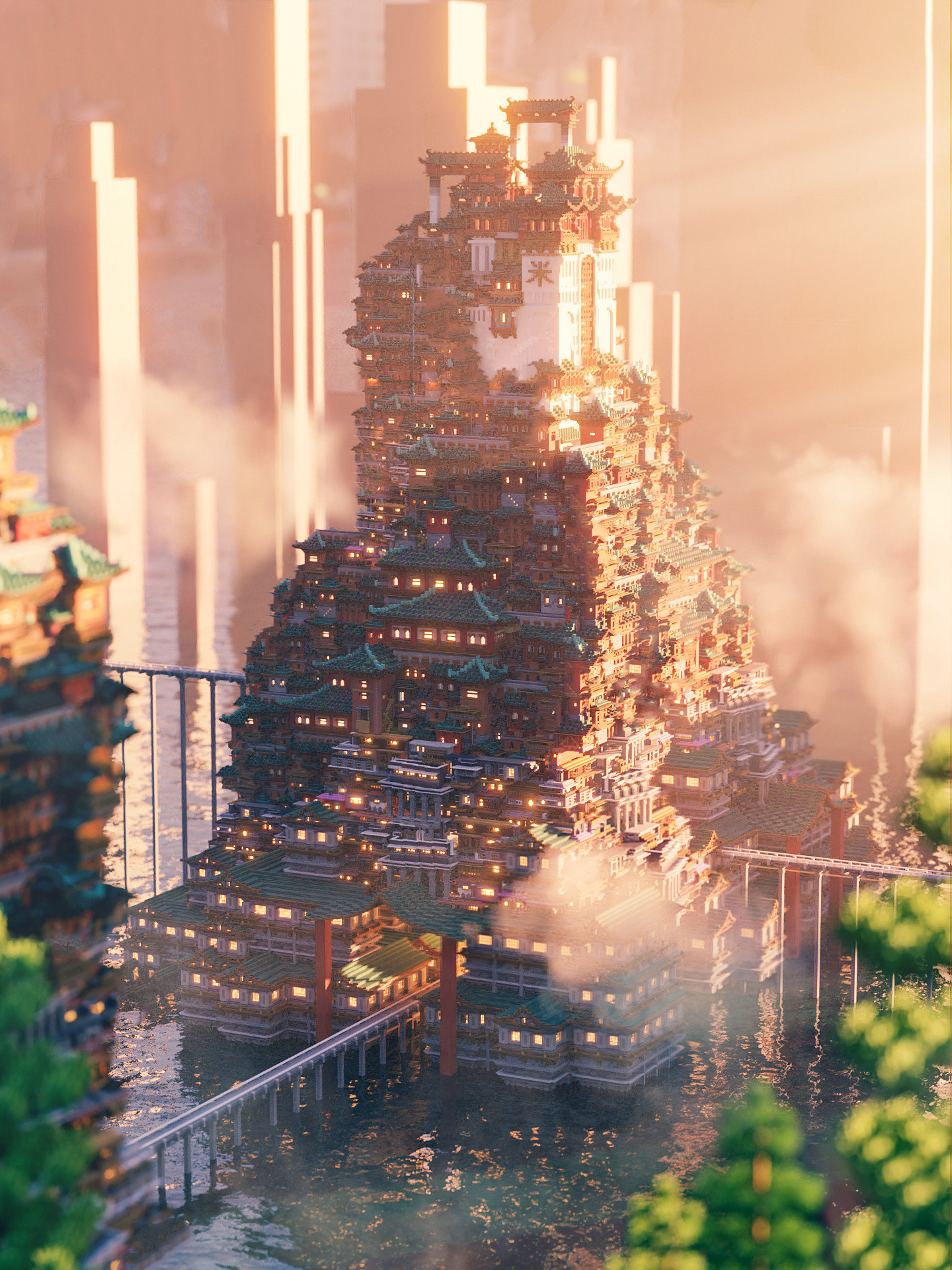 《當個創世神麥塊》建築大佬分享自製神作：中式賽博超驚豔!