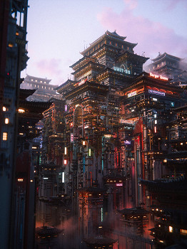 《當個創世神麥塊》建築大佬分享自製神作：中式賽博超驚豔!