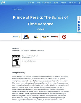 《波斯王子時之沙RE》獲ESRB評級! 發行日期將來有可能公布