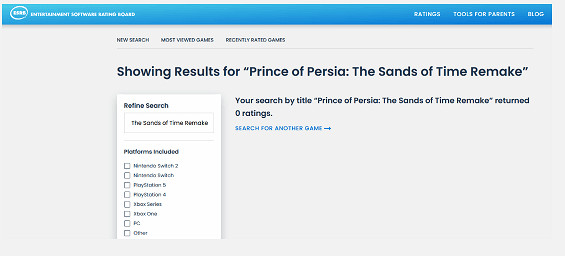 發售生變？《波斯王子：時之砂RE》ESRB評級竟被刪了