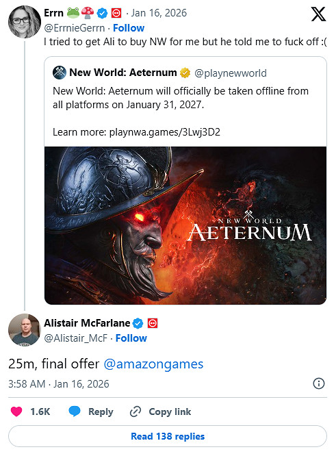 《荒野求生》負責人出2500萬美元! 欲救亞馬遜將下線遊戲