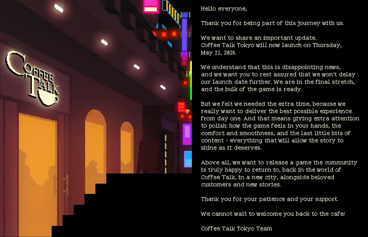 《咖啡心語：東京》宣布跳票：延期至5月21日發售！
