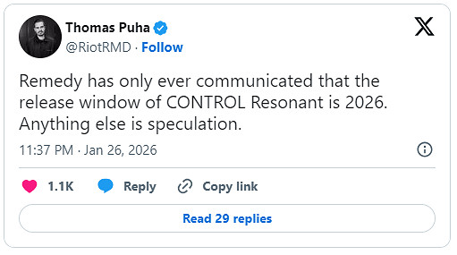 Remedy回應《控制Resonant》發售時間爆料:都是猜測 Remedy回應《控制Resonant》發售時間爆料:都是猜測