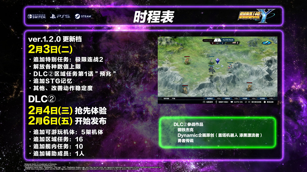 《超級機器人大戰Y》DLC②即將於2月6日發布！