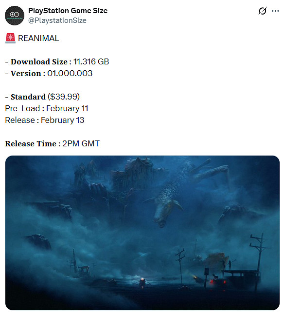 《生靈重塑》PS5版容量大小和預載時間曝光：約11GB