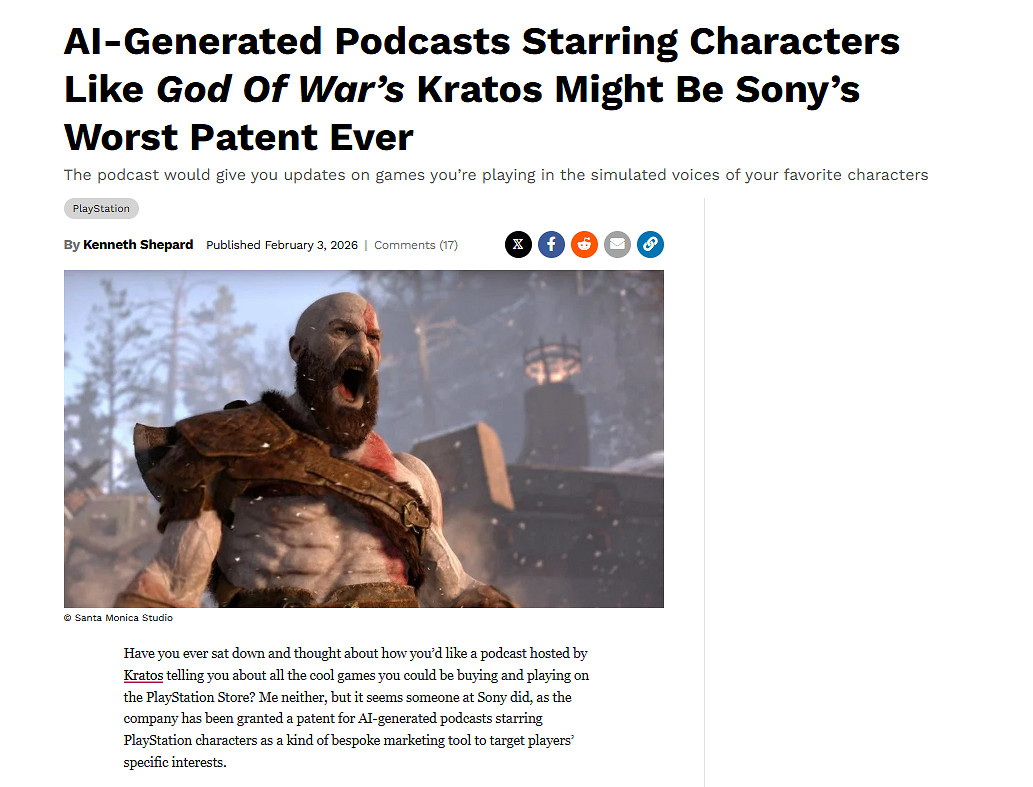 索尼新專利可提供個性化陪伴服務 AI生成遊戲角色