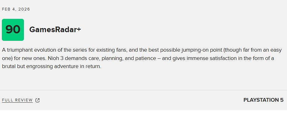 《仁王3》M站均分86分：戰鬥系統完美 敘事需要改進