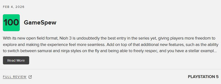 《仁王3》M站均分86分：戰鬥系統完美 敘事需要改進